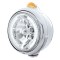 Chrome "Guide" Headlight W/ Amber Top Mount Light - 34 White Led Crystal Halogen