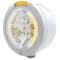 Stainless Steel Peterbilt "Bullet" Half-Moon Peterbilt Headlight W/ Amber Signal Light - 34 Amber Led Crystal Halogen