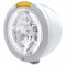 Stainless Steel Peterbilt "Bullet" Half-Moon Peterbilt Headlight W/ Amber Dual Function Signal Light - 34 White Led Crystal Halogen