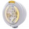 Stainless Steel Peterbilt "Bullet" Peterbilt Headlight W/ Amber Dual Function Signal Light - 34 Amber Led Crystal Halogen