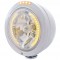 Stainless Steel Peterbilt "Bullet" Peterbilt Headlight W/ Amber/Clear Dual Function Signal Light - 34 Amber Led Crystal Halogen