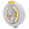 Stainless Steel Peterbilt "Classic" Peterbilt Headlight W/ Amber Dual Function Signal Light - 34 Amber Led Crystal Halogen