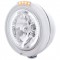 Stainless Steel Peterbilt "Classic" Peterbilt Headlight W/ Amber/Clear Dual Function Signal Light - 34 White Led Crystal Halogen