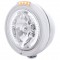 Stainless Steel Peterbilt "Classic" Peterbilt Headlight W/ Amber/Clear Signal Light - 34 White Led Crystal Halogen