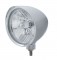 Chrome Aluminum 7" Billet Style "Chopper" Motor Vehicle/Truck Mount Headlight With Smooth Visor - Crystal H4 Halogen