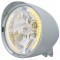 Chrome Aluminum 7" Billet Style "Chopper" Motorcycle Mount Headlight With Smooth Visor - 34 Amber Auxiliary Led