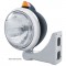 Blk. "Guide" Peterbilt Headlight H6024 Halogen W/ 5 Amber Led Vintage 682-C Series 2 Top Mount Light - Amber Lens