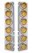 (2/Bulk) Stainless Steel Peterbilt 12 Led Cutout A/C Bracket W/2" 9 Amber Led Flat Light & Chrome Pl. Visor - Amber Lens