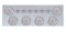 Deluxe Stainless Steel Rear Center Lt Panel W/ Six 10 Led 4" & 9 Led 2" Beehive Lt W/ Bezel - Red Led/Clear Lens