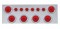 Stainless Steel Rear Center Light Panel W/ Six 10 Led 4" & 9 Led 2" Flat Light W/ Bezel - Red Led/Red Lens