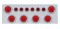 Stainless Steel Rear Center Light Panel W/ Six 10 Led 4" & 9 Led 2" Beehive Light W/ Bezel - Red Led/Red Lens