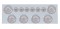 Stainless Steel Rear Center Light Panel W/ Six 10 Led 4" & 9 Led 2" Beehive Light W/ Bezel - Red Led/Clear Lens