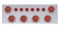 Stainless Steel Rear Center Light Panel W/ Six 12 Led 4" & 9 Led 2" Flat Light W/ Bezel - Red Led/Red Lens
