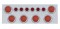 Stainless Steel Rear Center Light Panel W/ Six 12 Led 4" & 9 Led 2" Beehive Light W/ Bezel - Red Led/Red Lens