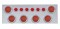 Stainless Steel Rear Center Light Panel W/ Six 12 Led 4" & 9 Led 2" Reflector Light W/ Bezel - Red Led/Red Lens