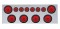 Stainless Steel Rear Center Light Panel W/ Six 10 Led 4" & 9 Led 2" Flat Light W/ Grommet - Red Led/Red Lens