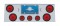 Stainless Steel Rear Cntr Lt Pnl W/ Four 10 Led 4" & Three 13 Led 2 1/2" Flat Lt W/ Grommet - Red Led/Red Lens
