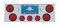 Stainless Steel Rear Cntr Lt Pnl W/ Four 10 Led 4" & Three 13 Led 2 1/2" Bhive Lt W/ Grommet - Red Led/Red Lens