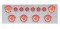 430 Stainless Steel Rear Center Light Panel W/ Six 10 Led 4" & 9 Led 2" Flat Light W/ Visor - Red Led/Red Lens