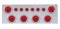 430 Stainless Steel Rear Center Light Panel W/ Six 10 Led 4" & 9 Led 2" Flat Light W/ Bezel - Red Led/Red Lens