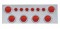 430 Stainless Steel Rear Center Light Panel W/ Six 7 Led 4" & 9 Led 2" Flat Light W/ Bezel - Red Led/Red Lens