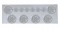 430 Stainless Steel Rear Center Light Panel W/ Six 7 Led 4" & 9 Led 2" Flat Light W/ Bezel - Red Led/Clear Lens