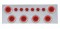 430 Stainless Steel Rear Center Light Panel W/ Six 21 Led 4" Glo & 9 Led 2" Flat Light W/ Bezel - Red Led/Red Lens