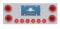 430 Stainless Steel Rear Center Light Panel W/ Six 21 Led 4" Glo & 9 Led 2" Glo Light W/Bezel - Red Led/Red Lens
