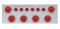 Stainless Steel Rear Center Light Panel W/ Six 7 Led 4" & 9 Led 2" Flat Light W/ Bezel - Red Led/Red Lens