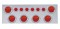 Stainless Steel Rear Center Light Panel W/ Six 7 Led 4" & 9 Led 2" Reflector Light W/ Bezel - Red Led/Red Lens