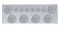 Stainless Steel Rear Center Light Panel W/ Six 7 Led 4" & 9 Led 2" Flat Light W/ Bezel - Red Led/Clear Lens