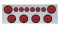 430 Stainless Steel Rear Center Light Panel W/ Six 10 Led 4" & 9 Led 2" Flat Light W/ Grommet - Red Led/Red Lens