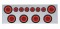 430 Stainless Steel Rear Center Light Panel W/ Six 21 Led 4" Halo & 9 Led 2" Flat Light W/ Grommet - Red Led/Red Lens
