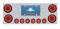 430 Stainless Steel Rear Center Light Panel W/ Six 21 Led 4" Glo & 9 Led 2" Glo Light W/Grommet - Red Led/Red Lens