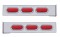 (2/Bulk) Stainless Steel 2 Pcs. Rear Light Bar W/ 6 Straight 60 Led Oval Red Lens Light W/ Visor - 4 Hole Flange Mount