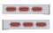 (2/Bulk) Stainless Steel 2 Pcs. Rear Lt Bar W/ 6 Straight 12 Led Oval Red Lens Reflector Lt W/ Visor - 4 Hole Flange Mount