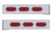 (2/Bulk) Stainless Steel 2 Pcs. Rear Light Bar W/ 6 Straight 10 Led Oval Red Lens Light W/ Visor - 4 Hole Flange Mount