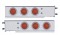 (2/Bulk) Chrome Spring Loaded Rear Lt Bar W/ Six 12 Red Led 4" Red Lens Reflector Lt W/ Visor - 3 3/4" Bolt Pattern