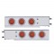 (2/Bulk) Stainless Steel Spring Loaded Rear Lt Bar W/ Six 12 Red Led 4" Red Lens Reflector Lt W/ Visor - 3 3/4" Bolt Pattern