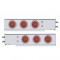 (2/Bulk) Stainless Steel Spring Loaded Rear Lt Bar W/ Six 12 Red Led 4" Red Lens Reflector Lt W/ Visor - 2 1/2" Bolt Pattern