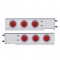 (2/Bulk) Economy 430 Stainless Steel Spring Loaded Rear Light Bar W/ Six 10 Red Led 4" Light W/ Visor - Red Lens (3 3/4" B.P.)