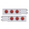 (2/Bulk) Stainless Steel Spring Loaded Rear Light Bar W/ Six 7 Red Led 4" Red Lens Light W/ Visor - 3 3/4" Bolt Pattern