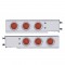 (2/Bulk) Stainless Steel Spring Loaded Rear Lt Bar W/ Six 12 Red Led 4" Red Lens Reflector Lt W/ Bezel - 3 3/4" Bolt Pattern