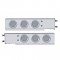 (2/Bulk) Chrome Spring Loaded Rear Light Bar W/ Six 36 Red Led 4" Clear Lens Light W/ Bezel - 3 3/4" Bolt Pattern