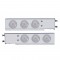 (2/Bulk) Economy 430 Stainless Steel Spring Loaded Rear Light Bar W/ Six 10 Red Led 4" Light W/ Bezel - Clear Lens (2 1/2" B.P.)