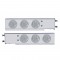 (2/Bulk) Economy 430 Stainless Steel Spring Loaded Rear Light Bar W/ Six 7 Red Led 4" Light W/ Bezel - Clear Lens (2 1/2" B.P.)