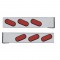 (2/Bulk) Chrome 2 Pcs. Rear Lt Bar W/ 6 Slanted 12 Led Oval Red Lens Reflector Lt W/ Grommet - 4 Hole Flange Mount