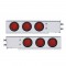 (2/Bulk) Chrome Spring Loaded Rear Light Bar W/ Six 36 Red Led 4" Red Lens Light W/ Grommet - 2 1/2" Bolt Pattern
