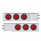 (2/Bulk) Economy 430 Stainless Steel Spring Loaded Rear Light Bar W/ Six 10 Red Led 4" Light W/ Grommet - Red Lens (2" B.P.)