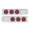(2/Bulk) Economy 430 Stainless Steel Spring Loaded Rear Light Bar W/ Six 7 Red Led 4" Light W/ Grommet - Red Lens (2" B.P.)